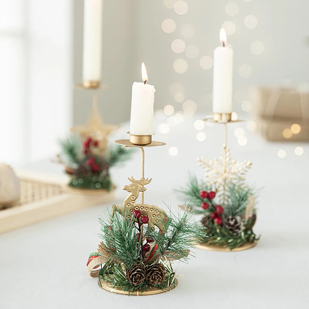 Bougeoir de Noël Doré