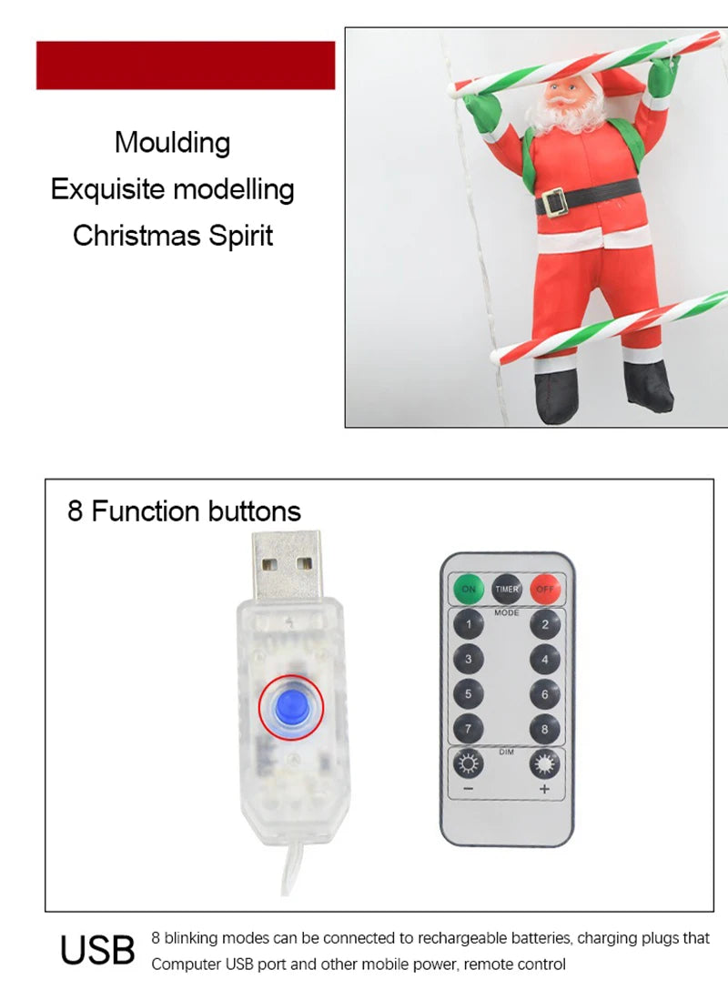 Guirlande LED Père Noël Grimpant