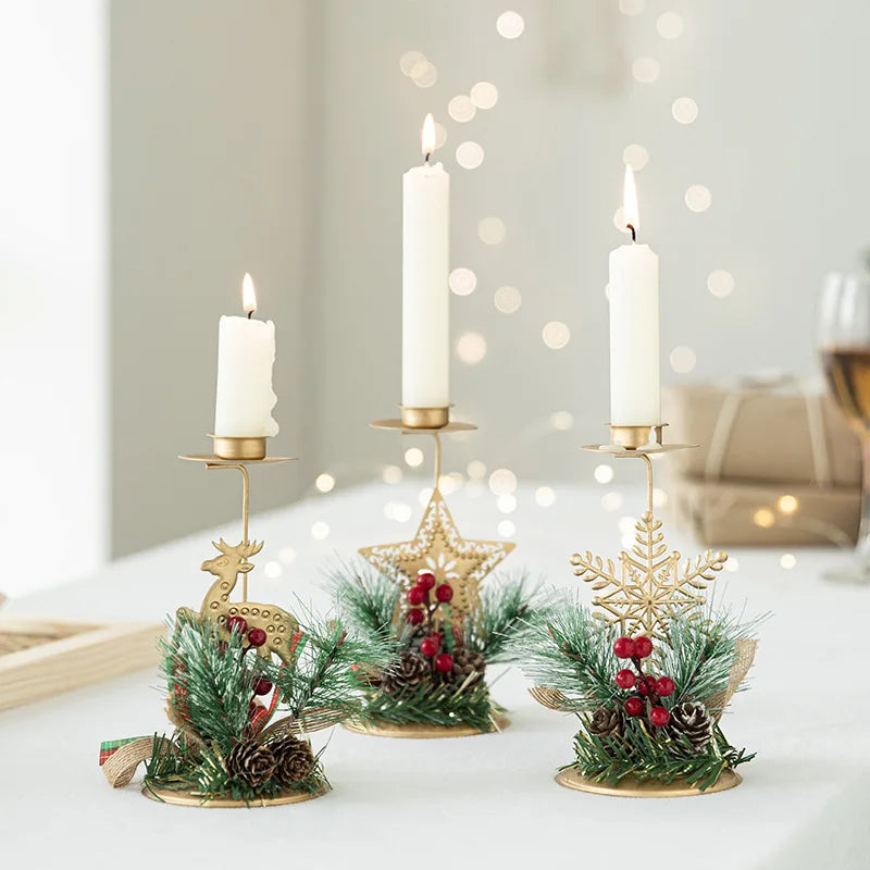 Bougeoir de Noël Doré